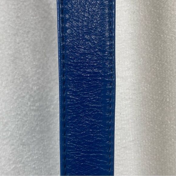 Alexis Kirk NY Paris London Blue Pebble Leather Belt W/Gold Abstract Buckle main image 12